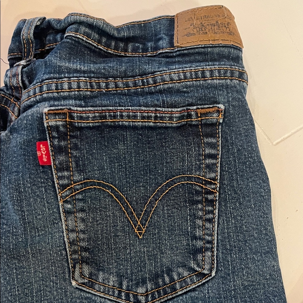 Levi's Indigo 505 Denim Jeans with frayed cuffs